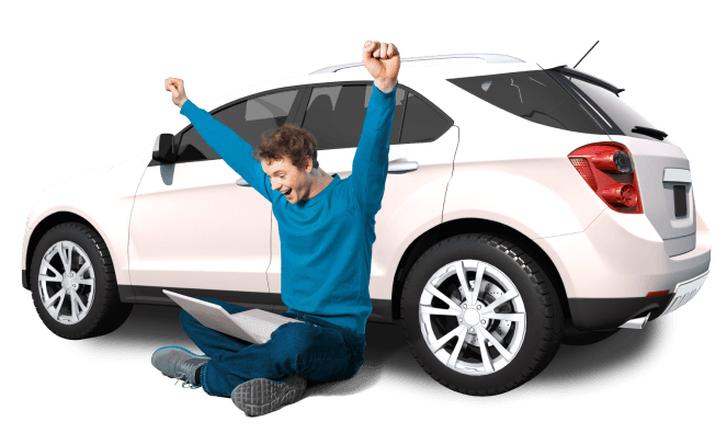 Smiling woman driving a car